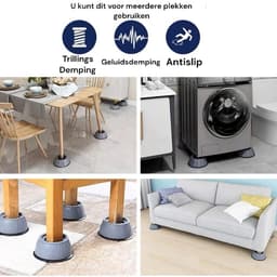 Wasmachine Verhoger - 9CM – Wasmachine Trillingsdempers - Wasmachine Tussenstuk - Wasmachine antislip - wasmachine Anti Vibratie Voeten Pads - Wasdroger Verhoger - Koelkast Verhoger - Antislip Wasmachine Voeten — thumbnail 3