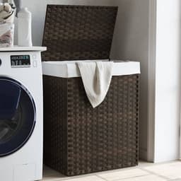 vidaXL - Wasmand - met - deksel - 46x33x60 - cm - poly - rattan - donkerbruin — thumbnail 3