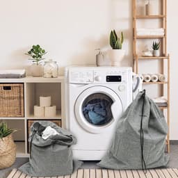 Linnen look: 100 l waszak groot XXL + 60 l wasverzamelaar reis - waszak voor vuile was, wasmand, organizer, waszak met trekkoord, waszak, koffer, waszak voor rugzak — thumbnail 4