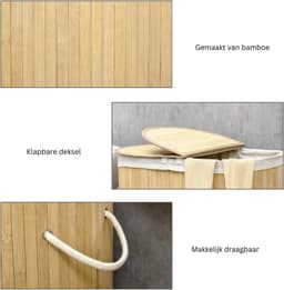 Wasmand met deksel - Wassorteerder - Wasmand - 100 L - 62,5 cm x 37 cm x 60,5 cm — thumbnail 3