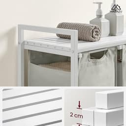MIRA Home - Wasmand - Waszak - Wassorteerder - 3 vakken - Wit - 92.5x33x72 — thumbnail 4