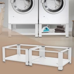 Wasmachine verhoger, Wasmachine Onderstel dubbele set 63x54x32 cm met planchet in wit ML design — thumbnail 3