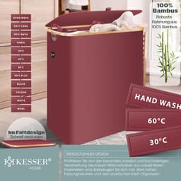 Wasmand met Deksel en 2 Vakken - Opvouwbaar, 170 Liter, Inclusief 3 Uitneembare Waszakken - Wassorteerder — thumbnail 3