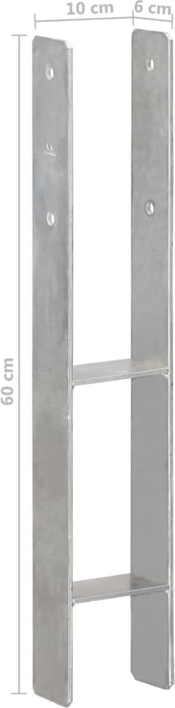 vidaXL - Grondankers - 6 - st - 10x6x60 - cm - gegalvaniseerd - staal - zilverkleurig — thumbnail 4