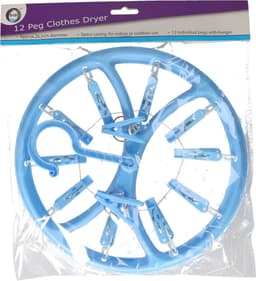 DID Droogcarrousel/droogmolen - 2x - blauw - met 12 knijpers - 26,5 cm — thumbnail 3