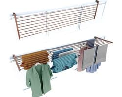Foxydry Duo 202 cm droogrek balkon - corten - rechthoekige reling — afbeelding 1