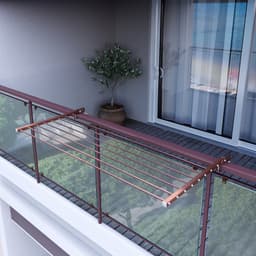 Foxydry Duo 202 cm droogrek balkon - corten - rechthoekige reling — thumbnail 5