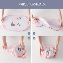 2 Stukken Vuile Kledingmand - Mesh Pop Up Wasmanden - Opvouwbare wasmand - 30x50cm - Speelgoedmand Kinderen - Wasbox Opvouwbaar - Laundry basket - Wasmanden - Opbergmand voor Badkamer - Waszak (roze, grijs) — thumbnail 2