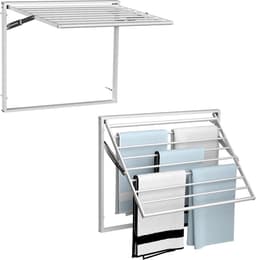Inklapbaar wandgemonteerd wasrek van roestvrij staal - ruimtebesparend en verstelbaar - 2 stuks - zilver - roestvrij staal — thumbnail 4