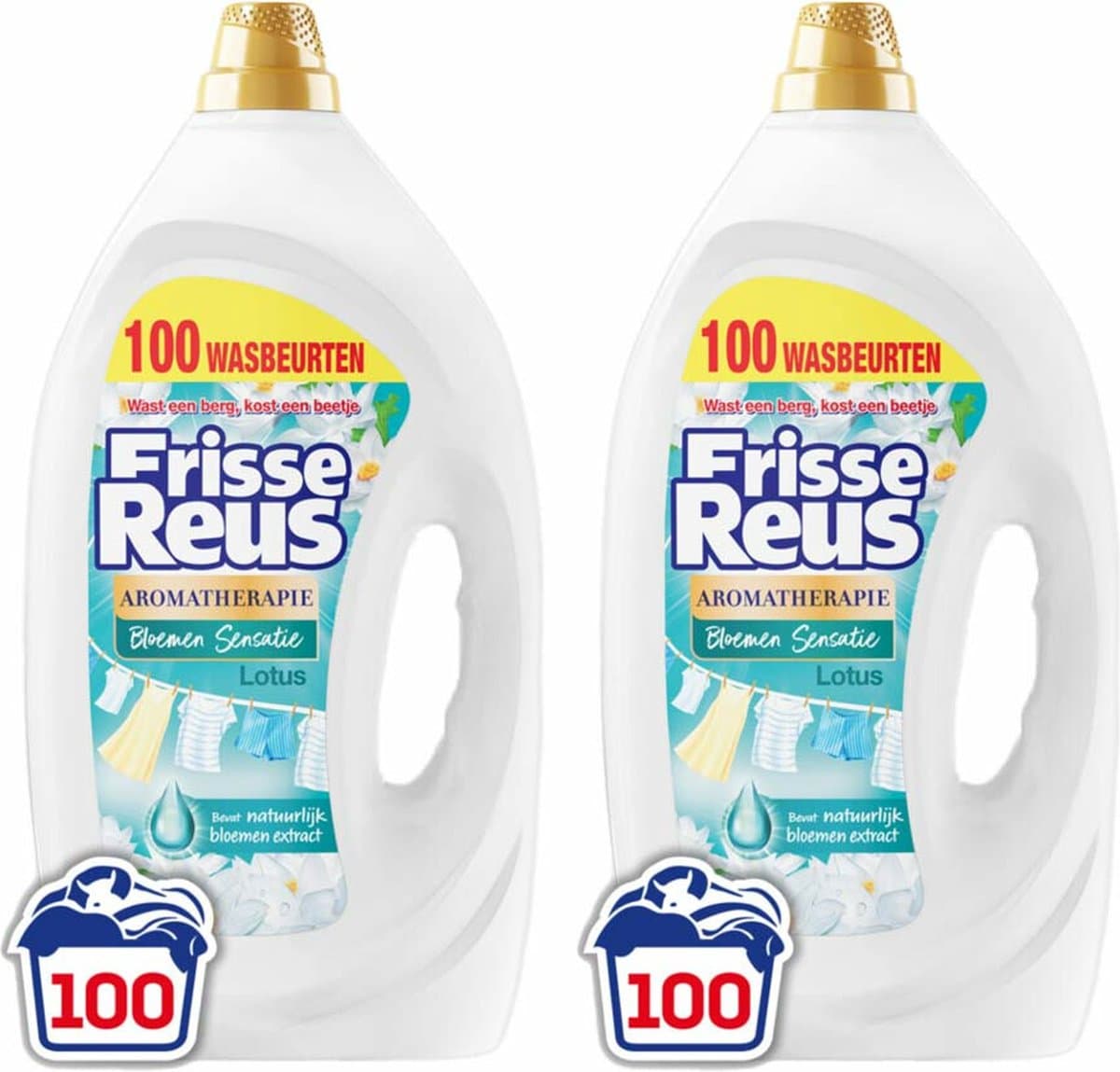 Witte Reus Wasmiddel Frisse Reus Gel Lotus 100 Wasbeurten - 2 x 4,5 liter - Voordeelverpakking — afbeelding 1