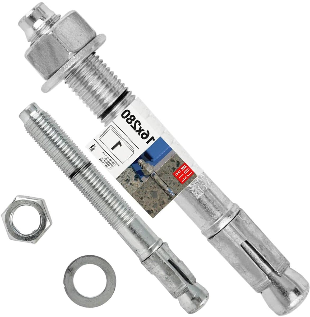 Boutenanker Verzinkt Staal - Ankerbout M16 - Zware Lasten Bevestigen - Extreme Houdkracht - 16x280 mm - Zilverkleurig — afbeelding 1