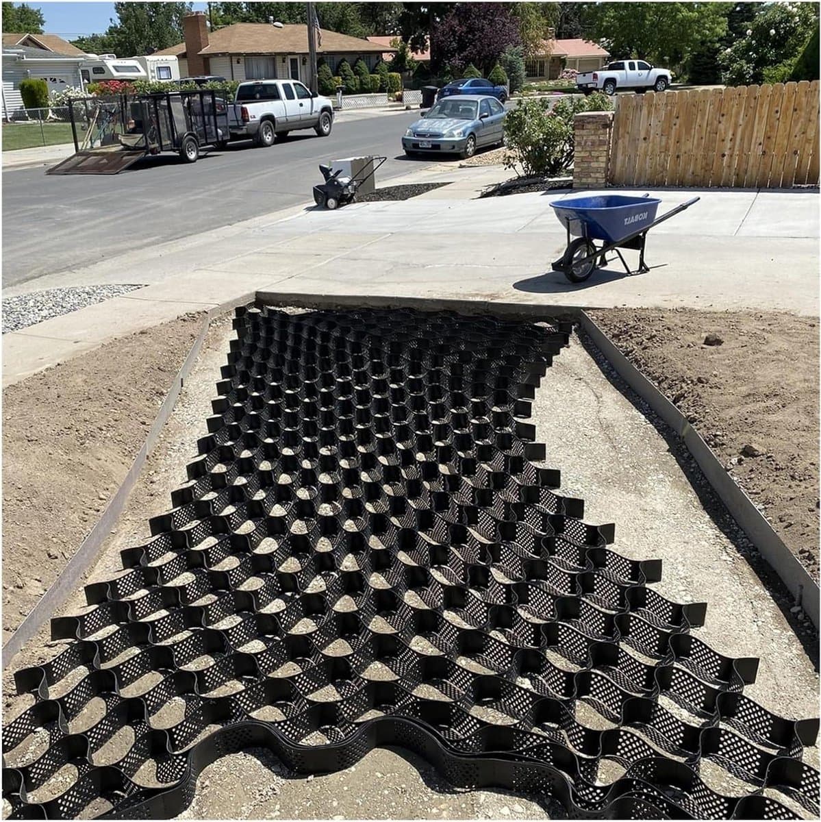 Grond Stabilisatierooster - Oprit Geo Rooster - Oprit Verstevigen - Hoge Treksterkte - 10.5 cm Hoog - Zwart — afbeelding 1