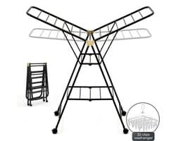 Eluxara Wasrek Deluxe – Inc. Kleine Droogmolen – Droogrek Met Wielen- 25 Meter Drooglengte - Groot Inklapbaar - 3-Laags – Kleding Wasdroogrek – Stevig RVS Frame – Modern Design – 160×47×95 cm - Zwart