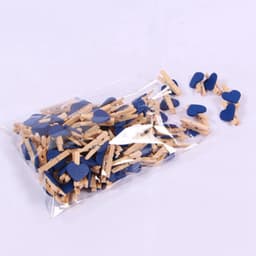 Houten Wasknijpers - Mini Clips Foto - Decoratie Ambachten - Hartvorm Ontwerp - 3 cm - Donkerblauw — thumbnail 5