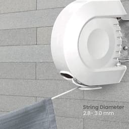 Uittrekbare Waslijn - Dubbele Waslijn - Kleding Drogen - Licht en Compact - 60 voet - Wit — thumbnail 2