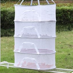 Droognet 4 Lagen - Hangend Droogrek Mesh - Planten Drogen - U-Vormige Ritssluiting - 60x40x126 cm - Grijs — thumbnail 1