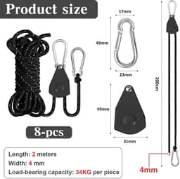 ONF3 - Rope Tensioner - Kabelspanner - Ideaal voor planten en tenten - 8 stuks - Verstelbare ratchet met touwrem - Handig voor camping en indoor... — thumbnail 3