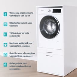 Washcab® Wasmachine Kast - Wasmachine Verhoger - Wasmachine Ombouw - Wit - Base - 120kg draagkracht - 5 jaar garantie — thumbnail 3
