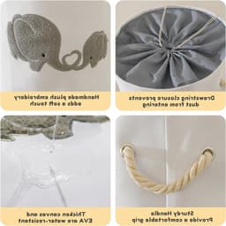 Extra grote wasmand voor baby's en kinderen, 58 liter, met trekkoord, opbergmand voor speelgoed en kinderkamer, multifunctioneel en praktisch — thumbnail 3