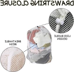 Set van 2 Wasnetzakken 60 x 90 cm, Grote Waszak met Verstelbare Trekkoord voor Kleding, Dekbedhoezen en Speelgoedopslag — thumbnail 5