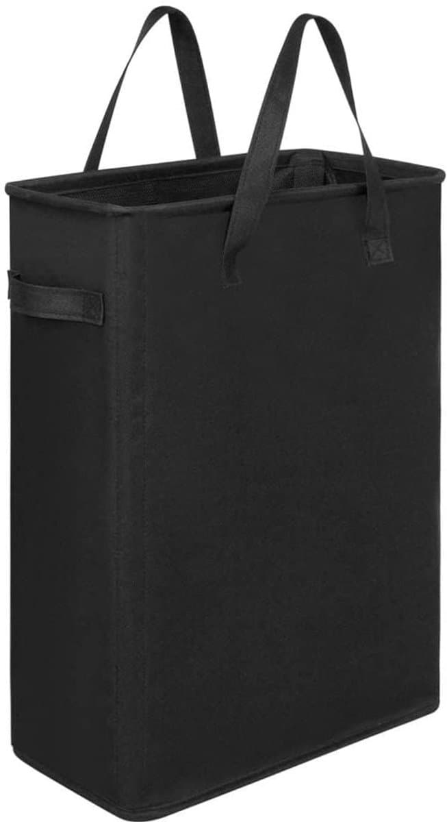Opvouwbare Wasmand met Deksel - 45 Liter Slanke Wasmand Smal - Opklapbare Wasmand voor Badkamer en Slaapkamer - Kleine Wasmand Ruimtebesparend met Handvatten - Zwart — afbeelding 1