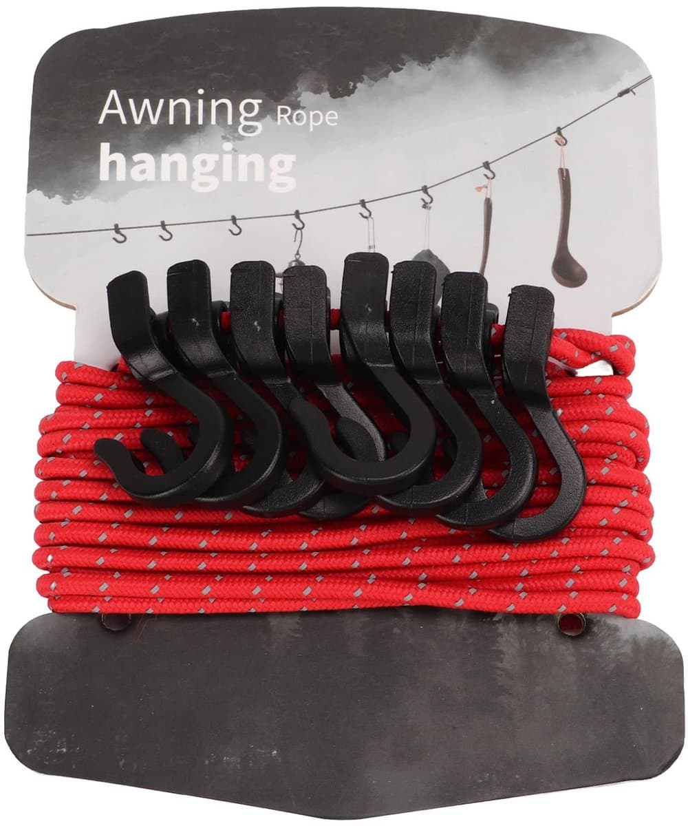 Dailygoods- Waslijn Draagbaar - Verstelbare Lengte - Camping Waslijn - Balkon Kleding Drooglijn - Reflecterende Staaldraad - Driehoekige Instelknop — afbeelding 1