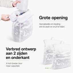 BOTC Waszakken - Wasnetten met handvat - Set van 2 stuks - 40x50cm - Bescherm je Wasgoed en Wasmachine - Wit — thumbnail 2