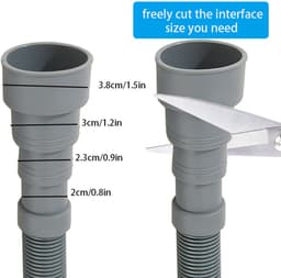 Universele afvoerslangverlenging – 1 m x 30 mm – Geschikt voor wasmachines en vaatwassers – Inclusief slangkoppeling & montageset – Grijs — thumbnail 4