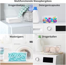 Dailygoods- Wasdroger Vel Houder - Doorzichtige Acryl Container met Deksel - Opbergdoos voor Wasknijpers - Droogballen - Waspods - 1,8 L Capaciteit — thumbnail 4