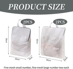 Dailygoods - Set van 4 Netwaszakken met Rits en Handgreep - Ideaal voor Ondergoed en Sokken — thumbnail 3