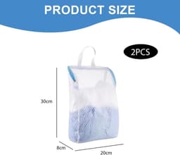Dailygoods- Wasnet - 2 Stuks - Met Ritssluiting - Herbruikbaar - Voor Ondergoed/Sokken/Truien - Hoogwaardig Polyester - 20 x 30 cm - Waszak — thumbnail 5