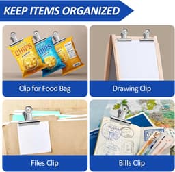 24 Stuks - Knijpers - Metalen Bulldog Klemmen - 30mm - Zilver - Bulldog Clip - Sterke Papierklemmen - Mini Foto Clips - Ophangbaar Clip - Fotoclips - Voor Wandrekken, Wanddecoratie, Thuis en Kantoor — thumbnail 5
