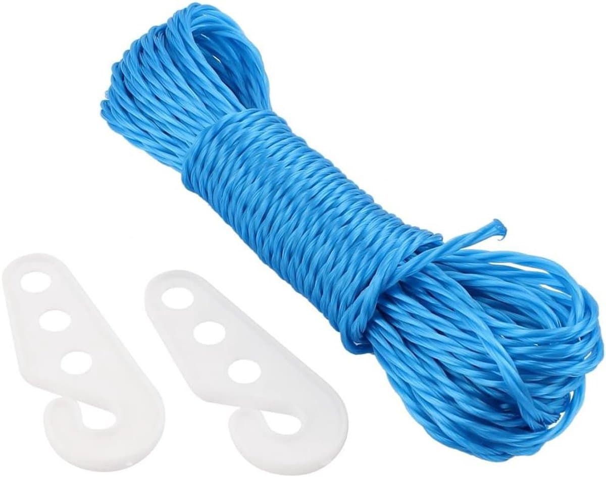Waslijn - Drogertouw Hanger - Kleding Drogen - Windproof Ontwerp - 10 meter - Blauw — afbeelding 1