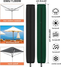 Duurzame en waterdichte hoes voor waslijn - Bescherming tegen regen, zon en vuil - Set van 2 stuks — thumbnail 2