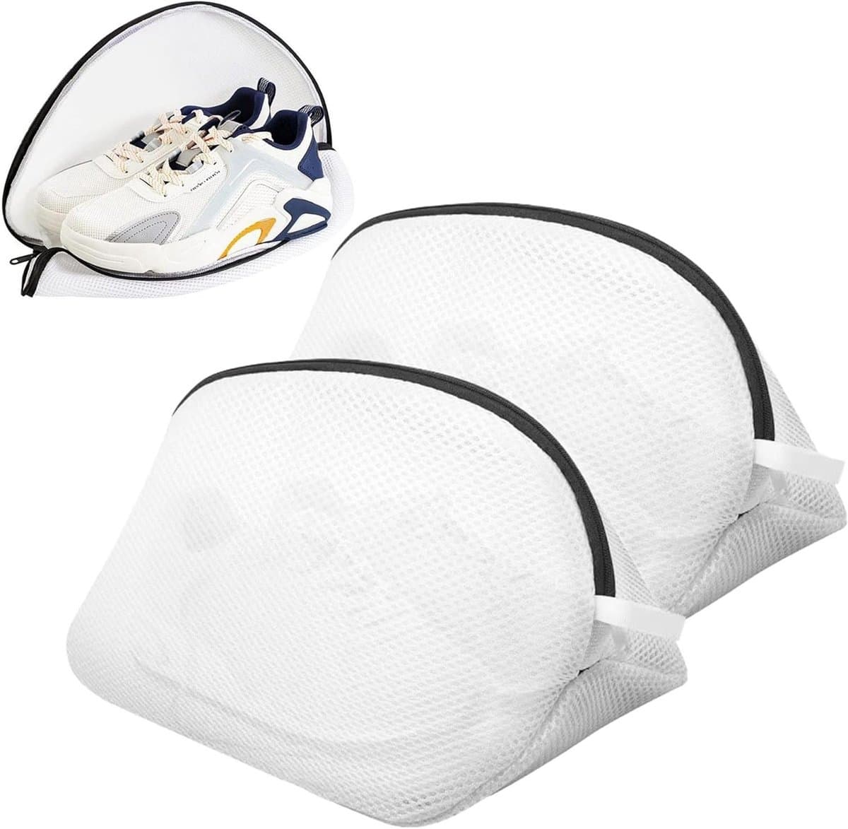 Wasnet voor schoenen, 2-delige mesh tas met rits, 40 x 25 x 25 cm, ideaal voor sneakers en sokken, wasmachine bestendig, beschermt tijdens het wassen — afbeelding 1