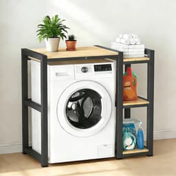 Wasmachine Droger Rek - Stapelrek Opbergrek - Wasmachine Droger Plaatsen - Verstelbare Planken - 3 Laags - Zwart — thumbnail 1