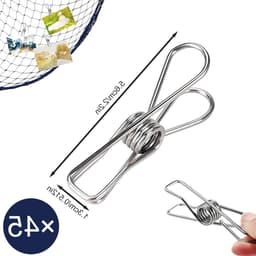 Wasknijpers van roestvrij staal - 45 stuks winddichte klemmen voor waslijn, handdoeken en kleding — thumbnail 5