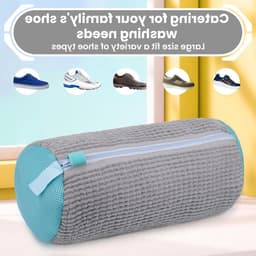 Waszak voor schoenen, herbruikbare waszak voor de wasmachine, ideaal voor sneakers en sportschoenen, 360° reiniging, grijs, set van 2 stuks — thumbnail 3