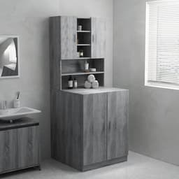 ZEYUAN Washing machine cabinet, washing machine rack, toilet rack, washing machine dryer, cabinet, washing machine cabinet, grey Sonoma 71.5 x 71.5 x 91.5 cm — thumbnail 1