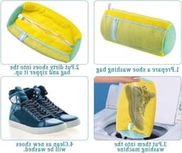Schoenwaszakken voor de wasmachine - 2 stuks, ideaal voor sneakers, sportschoenen en canvas schoenen, 39 x 19 cm, geel — thumbnail 5