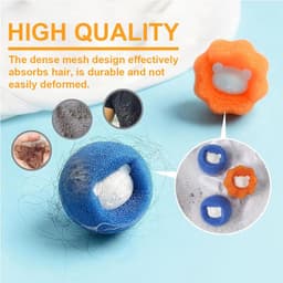 Golden crown - Haarvanger wasmachine - Herbruikbaar - Anti-klitten - 8 stuks - Wasbal voor honden en katten - Beschermt wasgoed - Kleur blauw en sinaasa... — thumbnail 2