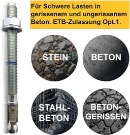 Heavy Duty Pluggen - Betonankers Keilbouten - Hoge Lasten Bevestigen - ETA Goedgekeurd - M12x180 10 stuks - Verzinkt — thumbnail 2