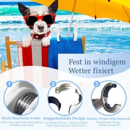 Grote Wasknijpers - Handdoekklemmen Strandklemmen - Kleding Droge Houden - Antislip Siliconen Pads - 8 stuks - Blauw — thumbnail 5