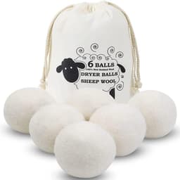 Wool Dry Drogerballen - Droogballen - Wasbollen - Beige - 6 stuks - Antistatisch, Natuurlijke Wasverzachter - Wit - Herbruikbare Wasdrogerballen - Wasballen - Wasdrogerballen - Duurzaam Drogen - Inclusief Opbergzakje — thumbnail 1