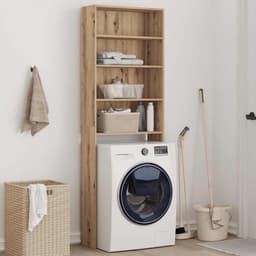vidaXL Wasmachinekast 64x24x190 cm artisanaal eikenkleur, wasmachinekast, wasmachineplank, badkamerkast, waskast, badkamerkast, badkamerplank — thumbnail 2