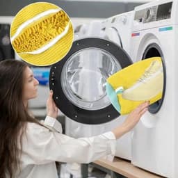 2 stuks schoenentassen voor de wasmachine - Mesh waszak voor sneakers, herbruikbare waszak voor schoenen, verborgen rits, waszak voor sneakers, tennisschoenen en slippers van vezels, geel — thumbnail 3