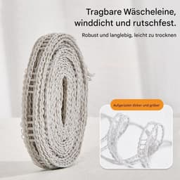 Kampeer Kledinglijn - Waslijn Buiten - Kleding Drogen - Windproof Ontwerp - 5 meter - Grijs — thumbnail 3