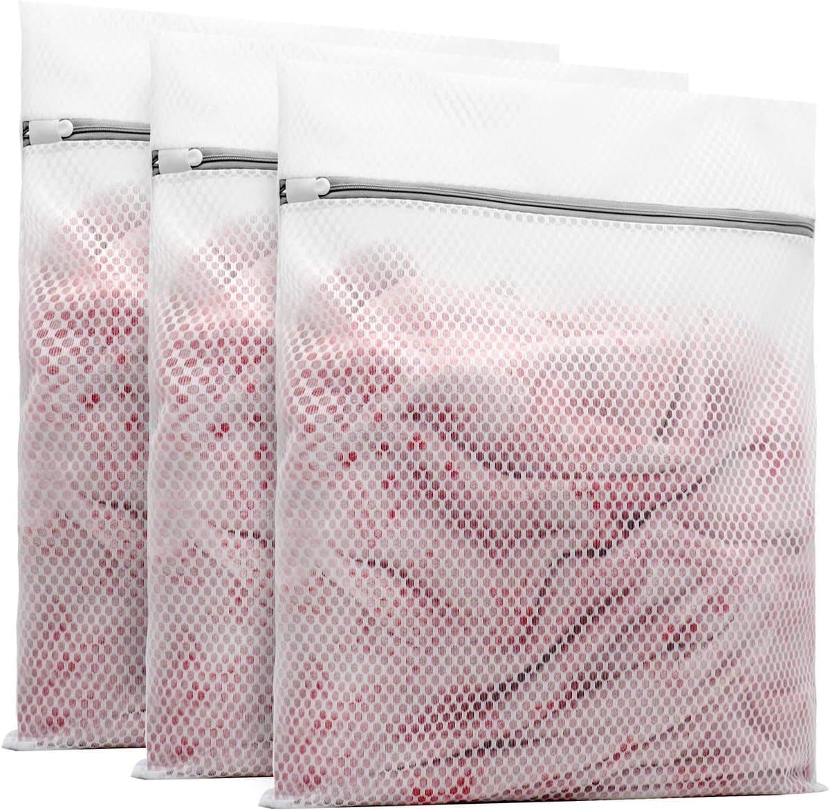Waszakken - Wasnetten - 60*60cm - Bescherm je Wasgoed en Wasmachine - Packing Cubes - Travel Organizer - 3 stuks - voor Wasgoed (Sokken, Lingerie & T-Shirts) - Wit — afbeelding 1