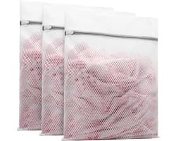 Waszakken - Wasnetten - 60*60cm - Bescherm je Wasgoed en Wasmachine - Packing Cubes - Travel Organizer - 3 stuks - voor Wasgoed (Sokken, Lingerie & T-Shirts) - Wit