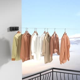 Wand waslijn - Uittrekbaar droogrek - Was drogen - Dubbele lijn - 4.2 Meter - Zwart — thumbnail 3